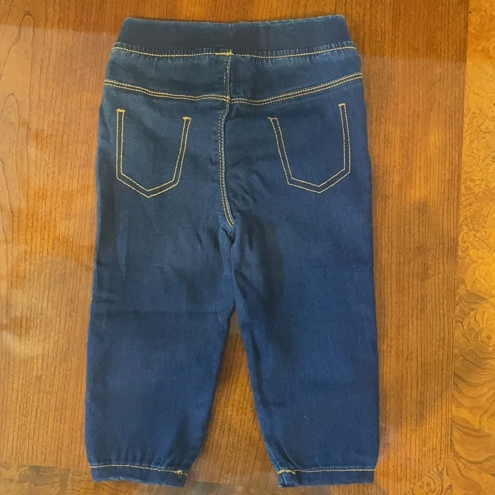 NWOT JOE FRESH BABY unisex pull on STRETCH JEANS Dark denim size 12-18 months